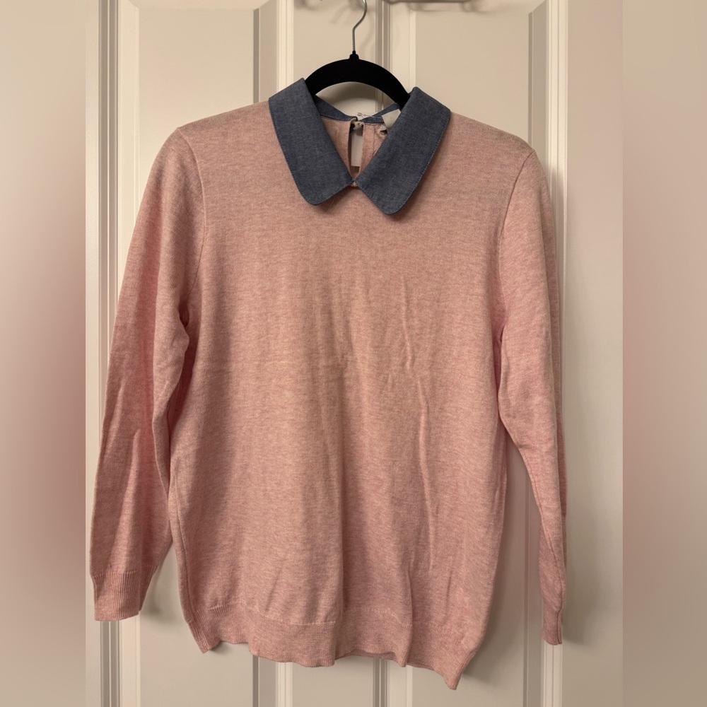 J. Crew women’s Pink Sweater with Blue Collar